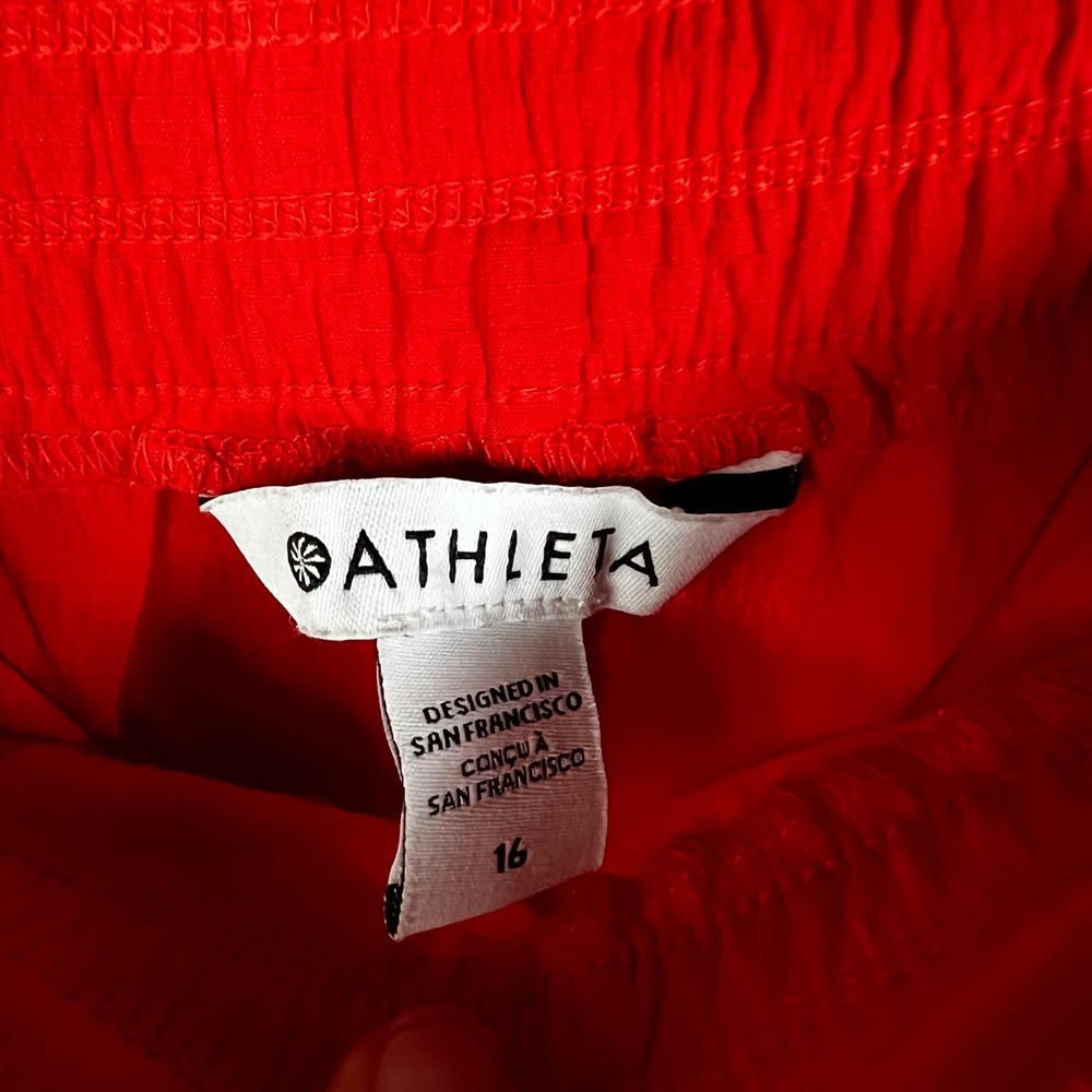 Athleta Pants Women 16 Punch Red Rise Pant Wide Leg Pull On Windbreaker Athletic - Picture 7 of 10